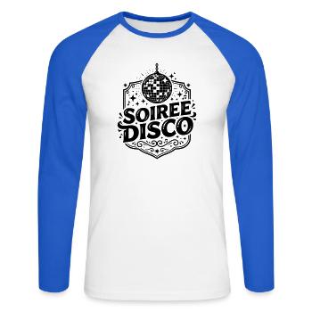 Disco night - Unisex Long Sleeve Baseball T-Shirt - white/royal blue - Front - Nik (191cm)