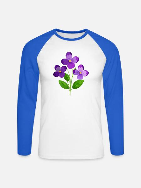 Veilchen blühen - Unisex Baseballshirt langarm - Weiß/Royalblau