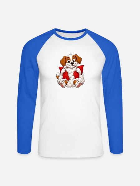 Schuldbewusstes Welpenkissen-Explosion - Unisex Baseballshirt langarm - Weiß/Royalblau