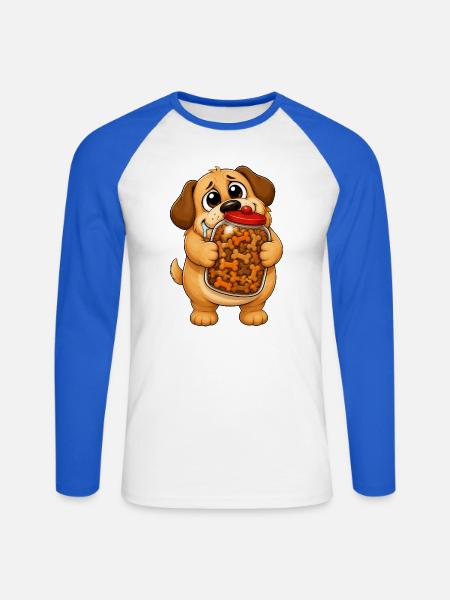 Besessenheit des sabbernden Hundeleckerlis-Glases - Unisex Baseballshirt langarm - Weiß/Royalblau