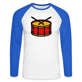 Icône des Stadium Drum Ultras - T-shirt baseball manches longues Homme - blanc/bleu royal - Devant - Nik (191cm)