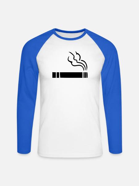 Zigarette Raucherzone - Unisex Baseballshirt langarm - Weiß/Royalblau