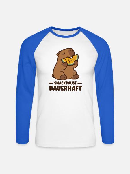 Snackpause dauerhaft Wasserschwein Melone - Unisex Baseballshirt langarm - Weiß/Royalblau