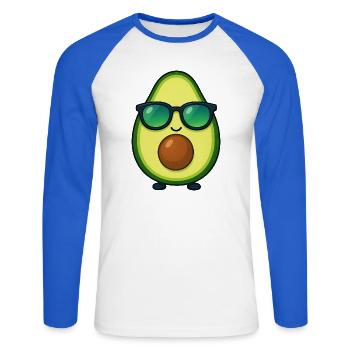 Lunettes de soleil d’été aux légumes à l’avocat Kawaii - T-shirt baseball manches longues Homme - blanc/bleu royal - Devant - Nik (191cm)