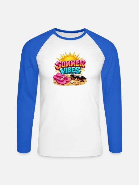 Sommerstimmung: Sommer-Sonnenschein-Atmosphäre - Unisex Baseballshirt langarm - Weiß/Royalblau