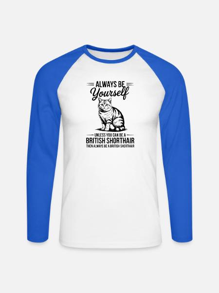 Britisch Kurzhaar Katze Britisch Kurzhaar Geschenk - Unisex Baseballshirt langarm - Weiß/Royalblau