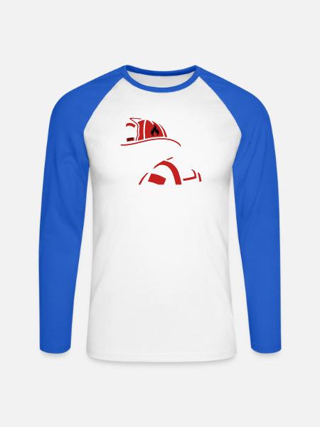 Rettungshund Profil Grafik - Unisex Baseballshirt langarm - Weiß/Royalblau