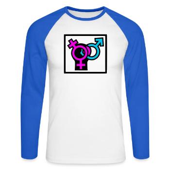 Gender Symbols Pride Icon - Unisex Long Sleeve Baseball T-Shirt - white/royal blue - Front - Nik (191cm)