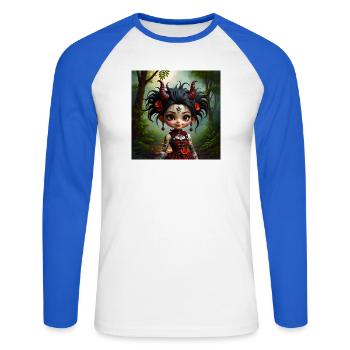 Fille gothique dans la forêt - T-shirt baseball manches longues Homme - blanc/bleu royal - Devant - Nik (191cm)