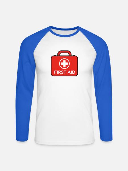 Erste-Hilfe-Set - Unisex Baseballshirt langarm - Weiß/Royalblau