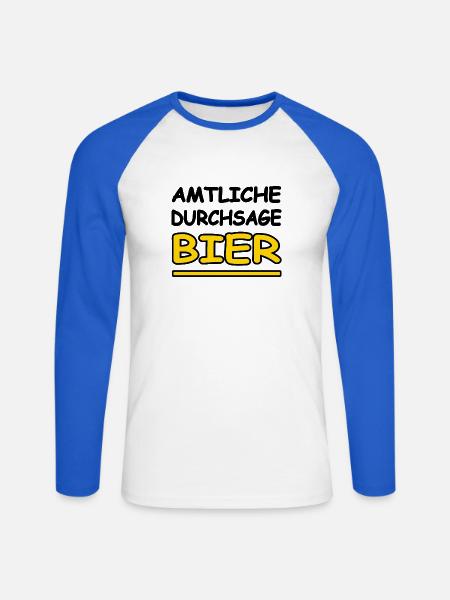 Bier - Unisex Baseballshirt langarm - Weiß/Royalblau