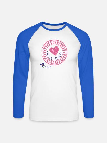 Schulkind Herz - Unisex Baseballshirt langarm - Weiß/Royalblau