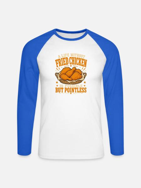 Fried Chicken Knusperhähnchen Geschenk - Unisex Baseballshirt langarm - Weiß/Royalblau