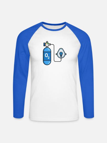 Blauer Sauerstofftank - Unisex Baseballshirt langarm - Weiß/Royalblau