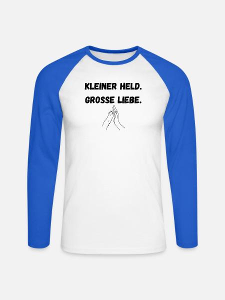 Kleiner Held. Grosse Liebe - Unisex Baseballshirt langarm - Weiß/Royalblau