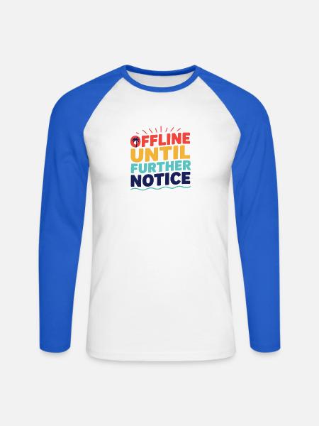 bis auf weiteres offline - Unisex Baseballshirt langarm - Weiß/Royalblau