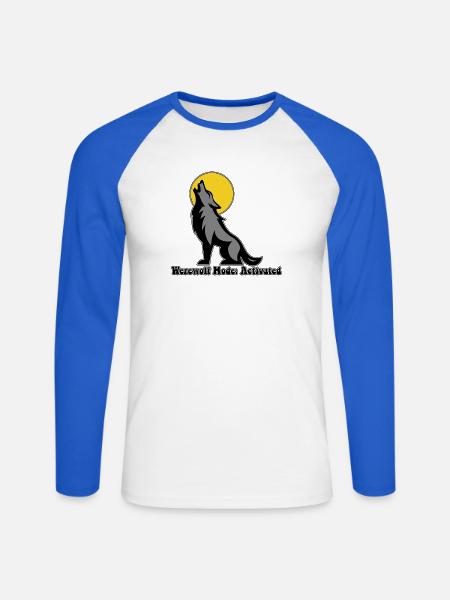 Werwolf-Mond-Heul-Grafik - Unisex Baseballshirt langarm - Weiß/Royalblau
