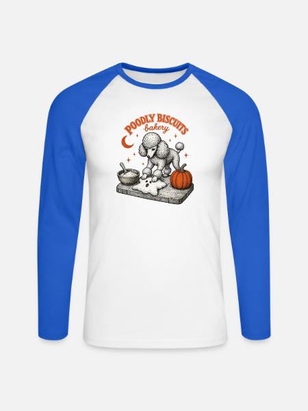 Halloween Pudel - Unisex Baseballshirt langarm - Weiß/Royalblau