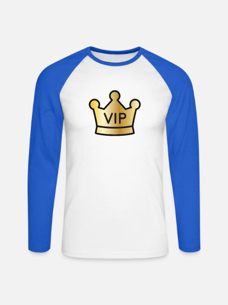 Goldene VIP-Krone - Unisex Baseballshirt langarm - Weiß/Royalblau