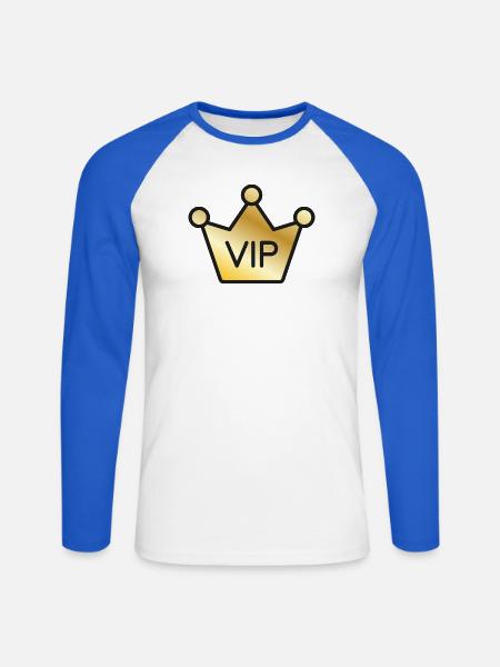 VIP Gold Crown - Unisex Baseballshirt langarm - Weiß/Royalblau