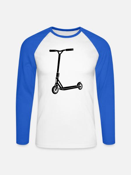 Stunt-Scooter - Unisex Baseballshirt langarm - Weiß/Royalblau