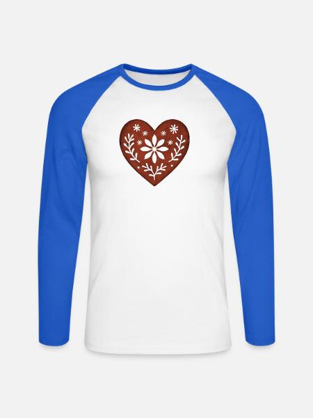 Skandinavisches Herz – Nordic Folk - Unisex Baseballshirt langarm - Weiß/Royalblau