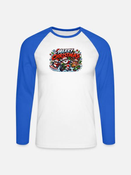 Merry Christmas - Unisex Baseballshirt langarm - Weiß/Royalblau