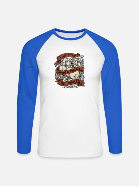 Schlagzeuger Schlagzeug - Unisex Baseballshirt langarm - Weiß/Royalblau