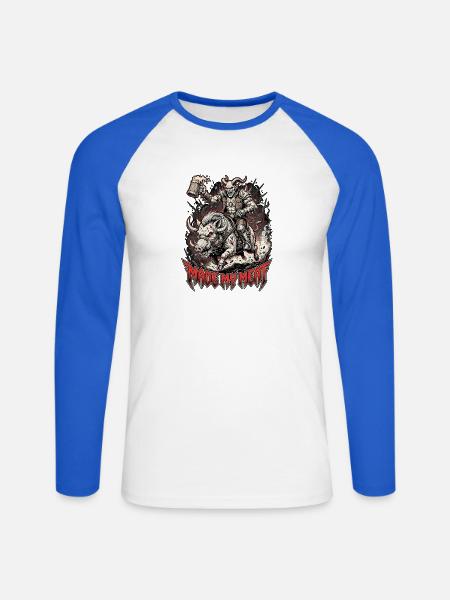 Heavy Metal Jäger - Unisex Baseballshirt langarm - Weiß/Royalblau