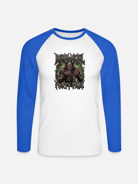 Death Metal Party Dämon - Unisex Baseballshirt langarm - Weiß/Royalblau