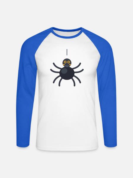Niedliche Halloween-Spinne im Cartoon-Stil - Unisex Baseballshirt langarm - Weiß/Royalblau