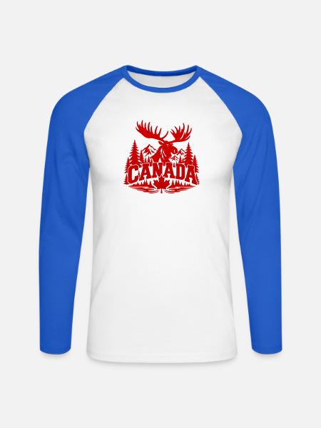 Canada Moose Crest - Unisex Baseballshirt langarm - Weiß/Royalblau