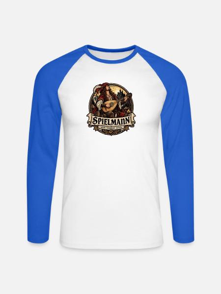 Spielmann – Musik verbindet Zeiten - Unisex Baseballshirt langarm - Weiß/Royalblau