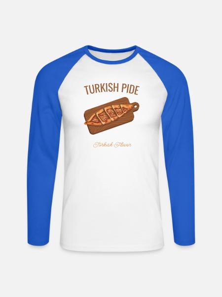 Turkish Pide – Türkischer Genuss - Unisex Baseballshirt langarm - Weiß/Royalblau