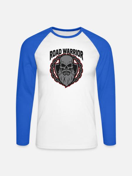 Totenkopf Biker Wappen Logo - Unisex Baseballshirt langarm - Weiß/Royalblau