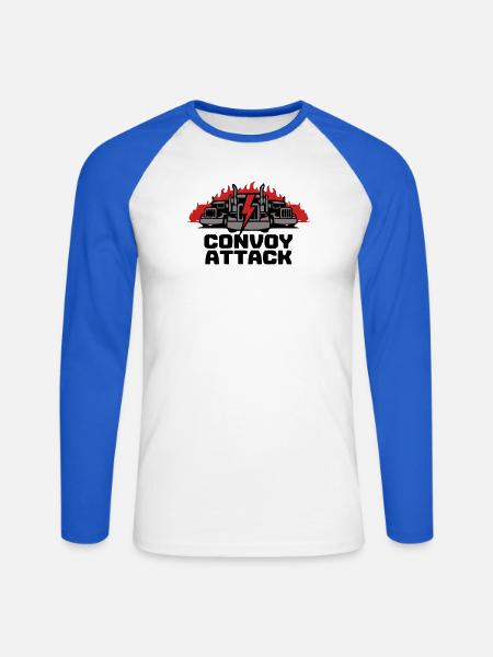 LKW Konvoi Blitze Grafik - Unisex Baseballshirt langarm - Weiß/Royalblau