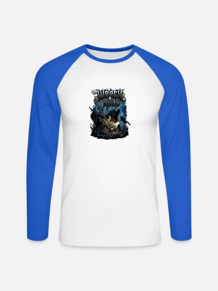 Ozeanische Rhythmen - Unisex Baseballshirt langarm - Weiß/Royalblau