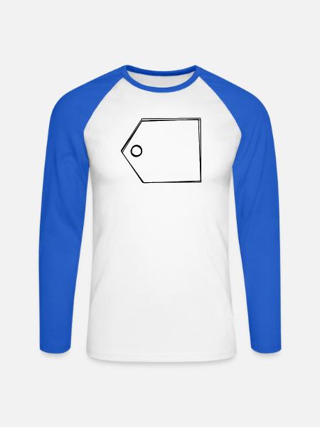 Etikett handgezeichnet - Unisex Baseballshirt langarm - Weiß/Royalblau