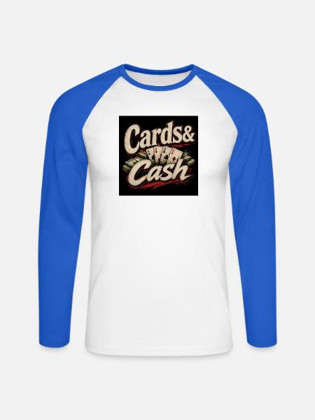Karten & Bargeld Retro - Unisex Baseballshirt langarm - Weiß/Royalblau