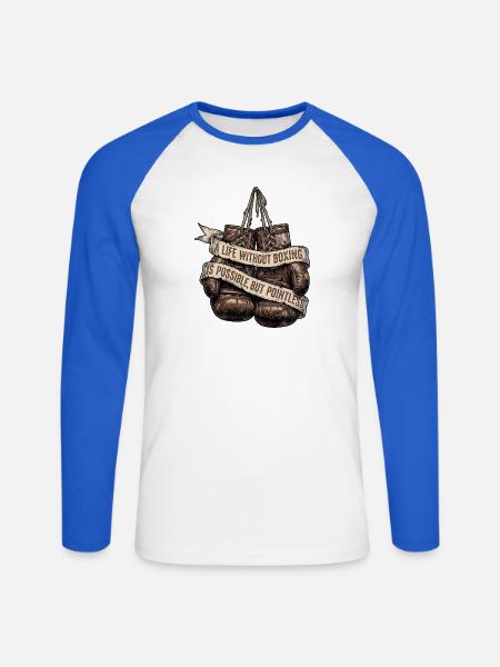Boxing Livestyle - Unisex Baseballshirt langarm - Weiß/Royalblau