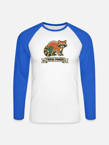 Retro Panda Trash Panda Design - Unisex Baseballshirt langarm - Weiß/Royalblau