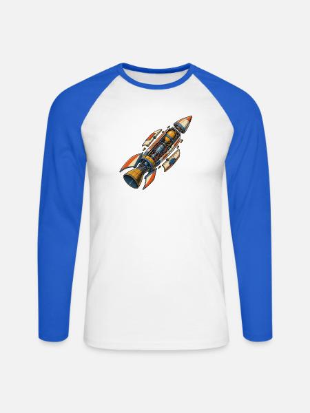 Raketenmechanik - Unisex Baseballshirt langarm - Weiß/Royalblau