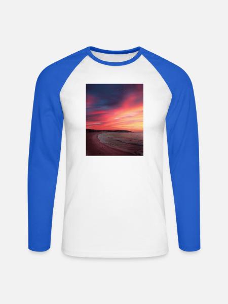 Sunset - Unisex Baseballshirt langarm - Weiß/Royalblau