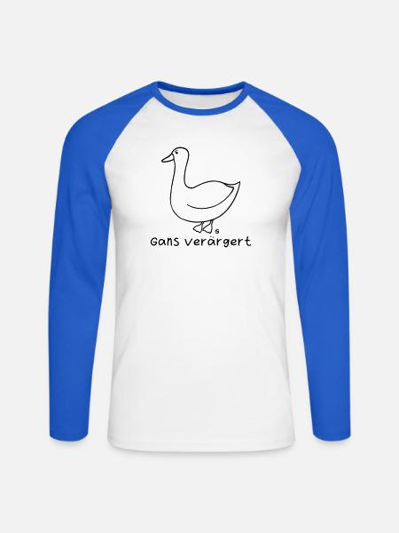 Gans verärgert - Unisex Baseballshirt langarm - Weiß/Royalblau