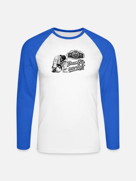 DreamBig Never Quit Karate - Unisex Baseballshirt langarm - Weiß/Royalblau