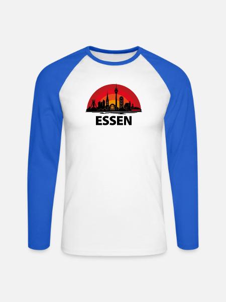 Essen Skyline Kreise - Unisex Baseballshirt langarm - Weiß/Royalblau
