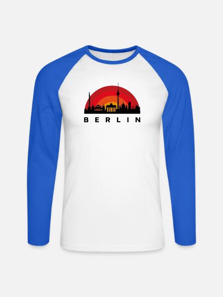 Berlin Skyline Kreise - Unisex Baseballshirt langarm - Weiß/Royalblau