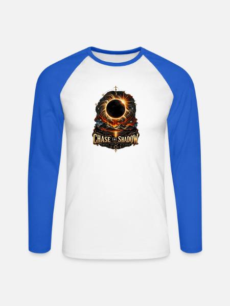 Chase the Shadow – Totale Sonnenfinsternis - Unisex Baseballshirt langarm - Weiß/Royalblau