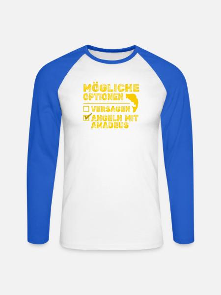 Fisch Amadeus - Unisex Baseballshirt langarm - Weiß/Royalblau