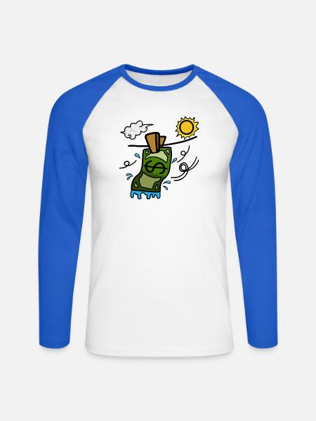 Geldwäsche - Unisex Baseballshirt langarm - Weiß/Royalblau